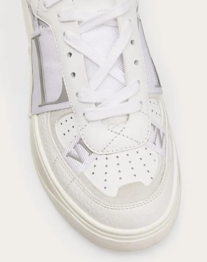 Valentino Sneakers Woman Vl7n Sneaker In Banded Calfskin Leather For Woman In Whiteiceblack Whiteiceblack