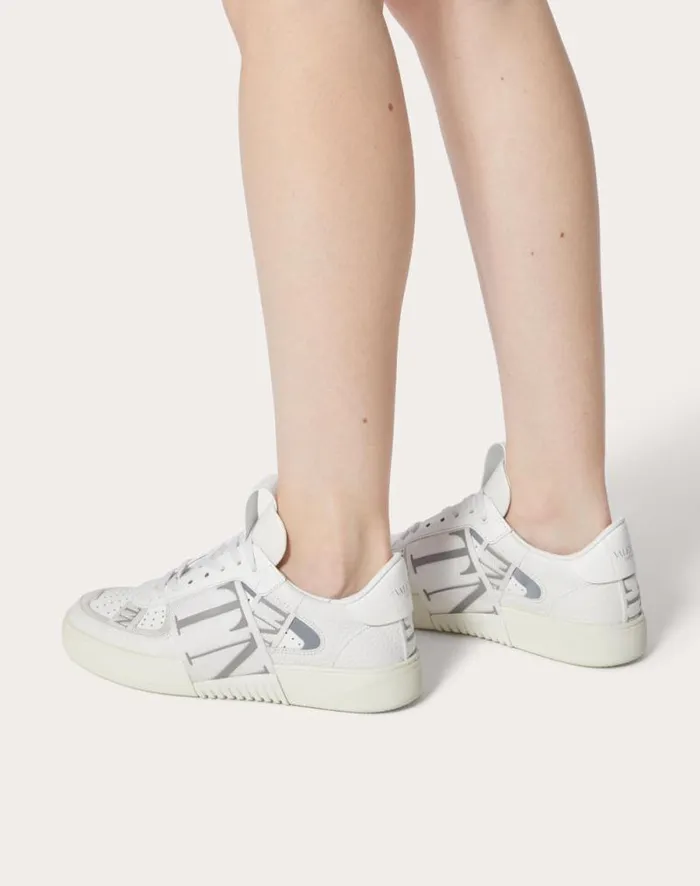 Valentino Sneakers Woman Vl7n Sneaker In Banded Calfskin Leather For Woman In Whiteiceblack Whiteiceblack