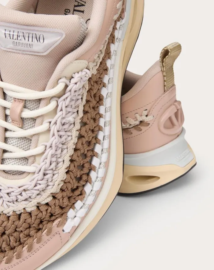 Valentino Sneakers Woman Vlogo Easyknot Sneaker In Woven Fabric For Woman In Beige Beige