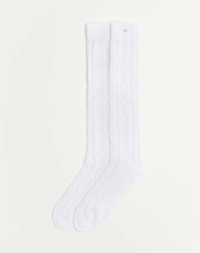 Valentino Soft Accessories Man Perforated Cotton Socks With Vlogo For Man In Butter Butter Valentino Soft Accessories Man Perforated Cotton Socks With Vlogo For Man In Butter Butter
