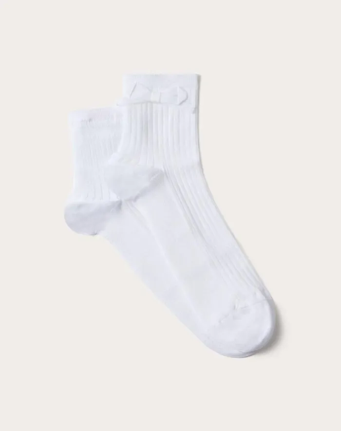 Valentino Soft Accessories Woman Socks With Bow Detail For Woman In White White Valentino Soft Accessories Woman Socks With Bow Detail For Woman In White White