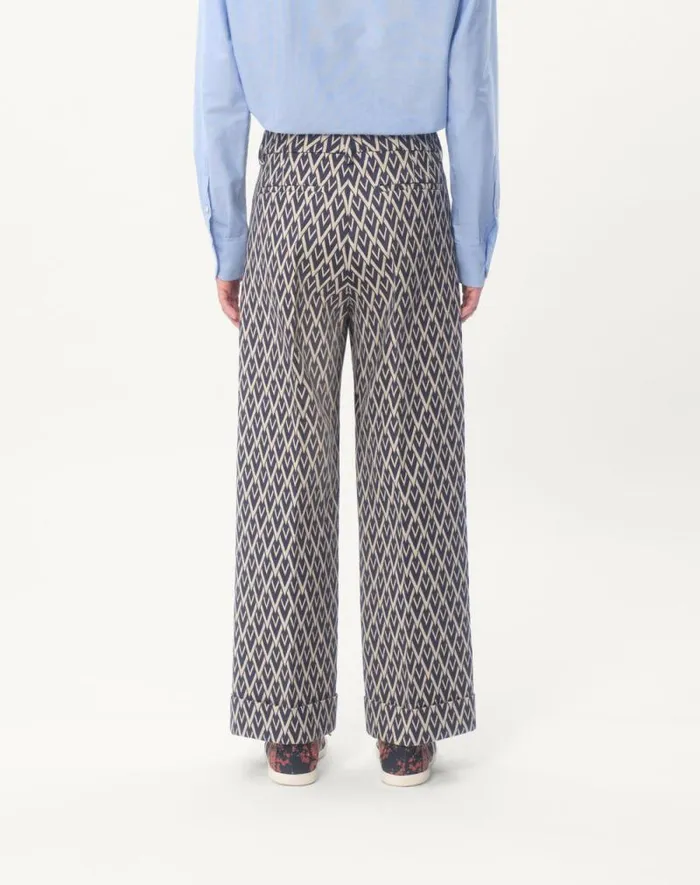 Valentino Suits Man Wool Pants With Cuffs With Toute La V Jacquard Pattern For Man In Nightcream Nightcream Valentino Suits Man Wool Pants With Cuffs With Toute La V Jacquard Pattern For Man In Nightcream Nightcream