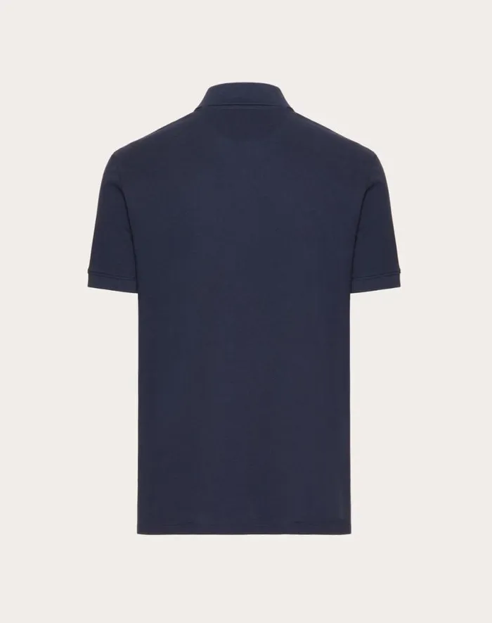 Valentino Tshirts And Sweatshirts Man Cotton Piqu Polo Shirt With Topstitched V Detail For Man In Navy Navy