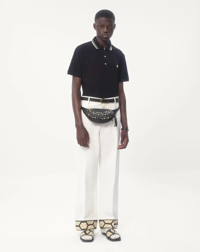 Valentino Tshirts And Sweatshirts Man Cotton Piqu Polo Shirt With Vlogo Patch For Man In Black Black