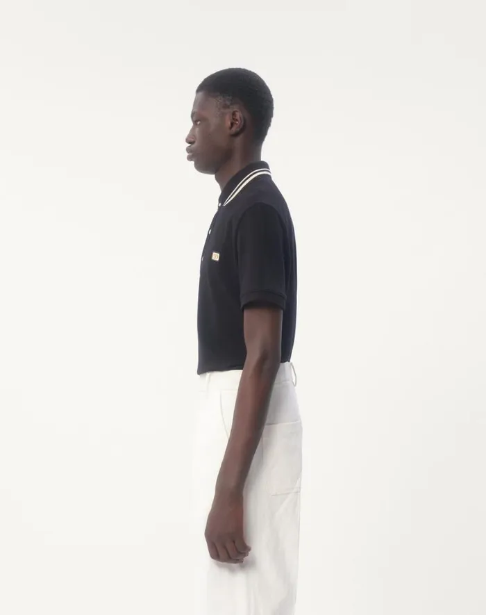 Valentino Tshirts And Sweatshirts Man Cotton Piqu Polo Shirt With Vlogo Patch For Man In Black Black