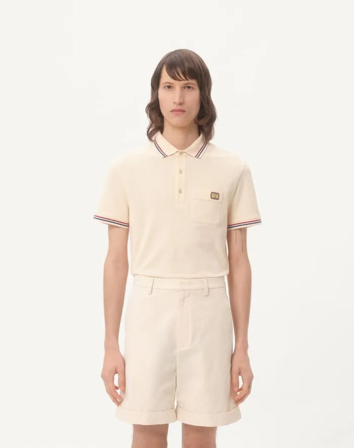 Valentino Tshirts And Sweatshirts Man Cotton Piqu Polo Shirt With Vlogo Patch For Man In Butter Butter Valentino Tshirts And Sweatshirts Man Cotton Piqu Polo Shirt With Vlogo Patch For Man In Butter Butter