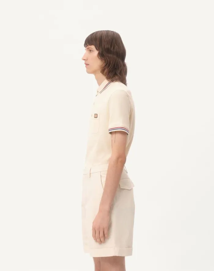 Valentino Tshirts And Sweatshirts Man Cotton Piqu Polo Shirt With Vlogo Patch For Man In Butter Butter Valentino Tshirts And Sweatshirts Man Cotton Piqu Polo Shirt With Vlogo Patch For Man In Butter Butter