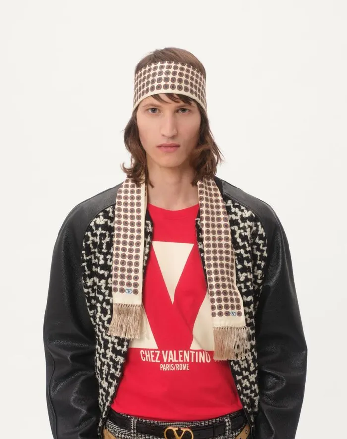 Valentino Tshirts And Sweatshirts Man Cotton Tshirt With Chez Valentino Print For Man In Red Red Valentino Tshirts And Sweatshirts Man Cotton Tshirt With Chez Valentino Print For Man In Red Red