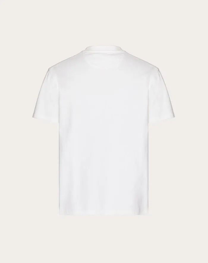 Valentino Tshirts And Sweatshirts Man Cotton Tshirt With Topstitched V Detail For Man In Black Black Valentino Tshirts And Sweatshirts Man Cotton Tshirt With Topstitched V Detail For Man In Black Black