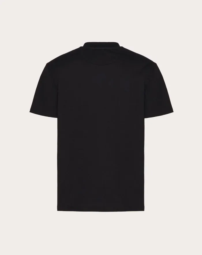 Valentino Tshirts And Sweatshirts Man Cotton Tshirt With Topstitched V Detail For Man In Black Black Valentino Tshirts And Sweatshirts Man Cotton Tshirt With Topstitched V Detail For Man In Black Black