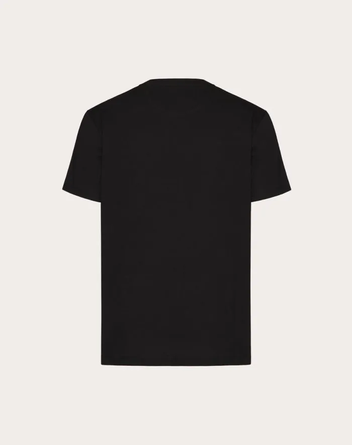 Valentino Tshirts And Sweatshirts Man Cotton Tshirt With Vlogo Signature Patch For Man In Sky Blue Sky Blue