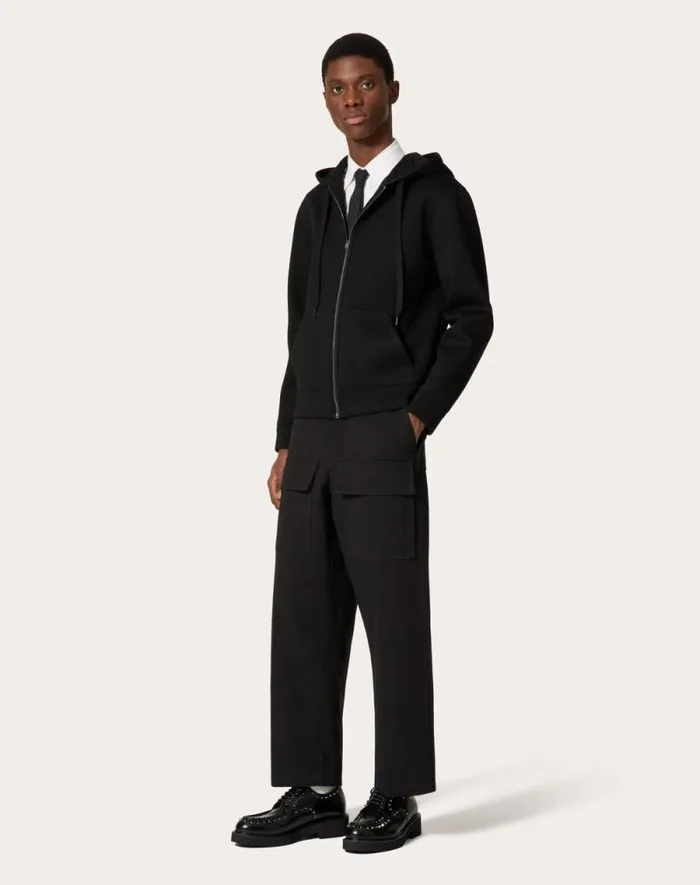 Valentino Tshirts And Sweatshirts Man Neoprene Sweatshirt With Hood And Zipper For Man In Sky Blue Sky Blue Valentino Tshirts And Sweatshirts Man Neoprene Sweatshirt With Hood And Zipper For Man In Sky Blue Sky Blue