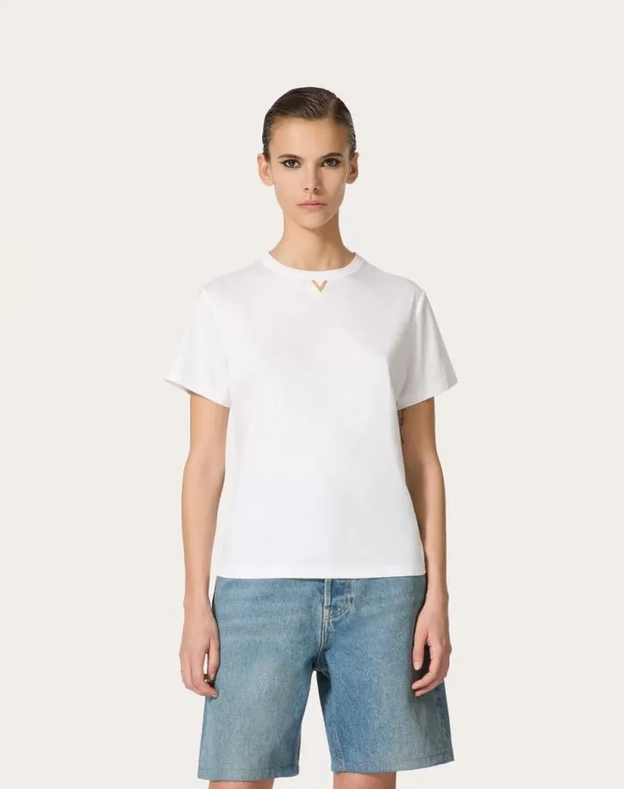 Valentino Tshirts And Sweatshirts Woman Jersey Cotton Tshirt For Woman In White White Valentino Tshirts And Sweatshirts Woman Jersey Cotton Tshirt For Woman In White White
