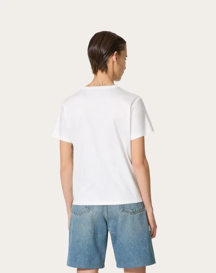 Valentino Tshirts And Sweatshirts Woman Jersey Cotton Tshirt For Woman In White White Valentino Tshirts And Sweatshirts Woman Jersey Cotton Tshirt For Woman In White White