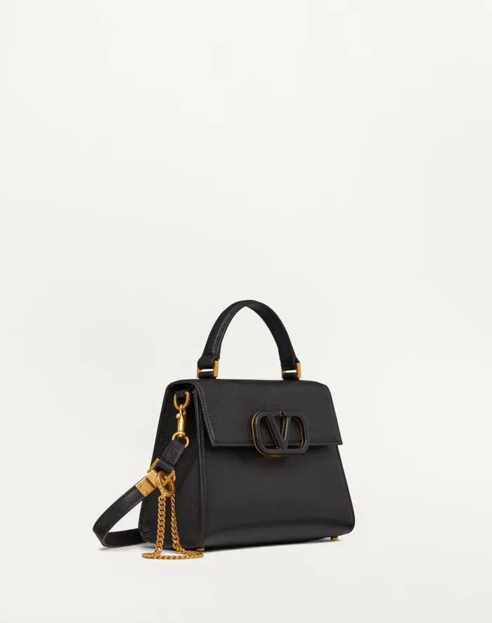 Valentino Top Handle Bags Woman Small Vsling Grainy Calfskin Handbag For Woman In Black Black Valentino Top Handle Bags Woman Small Vsling Grainy Calfskin Handbag For Woman In Black Black