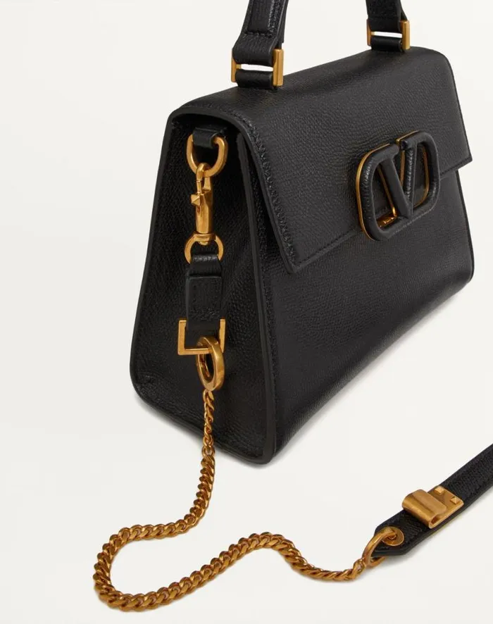 Valentino Top Handle Bags Woman Small Vsling Grainy Calfskin Handbag For Woman In Black Black Valentino Top Handle Bags Woman Small Vsling Grainy Calfskin Handbag For Woman In Black Black