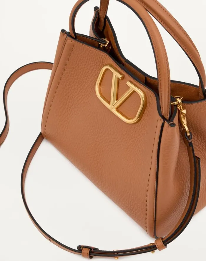 Valentino Top Handle Bags Woman Valentino Garavani Alltime Medium Handbag In Grainy Calfskin For Woman In Almond Almond Valentino Top Handle Bags Woman Valentino Garavani Alltime Medium Handbag In Grainy Calfskin For Woman In Almond Almond