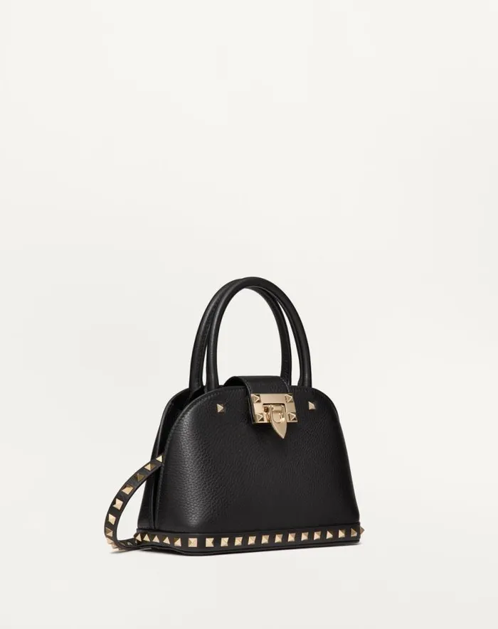 Valentino Top Handle Bags Woman Valentino Garavani Rockstud Small Handbag In Grainy Calfskin For Woman In Poudre Poudre Valentino Top Handle Bags Woman Valentino Garavani Rockstud Small Handbag In Grainy Calfskin For Woman In Poudre Poudre