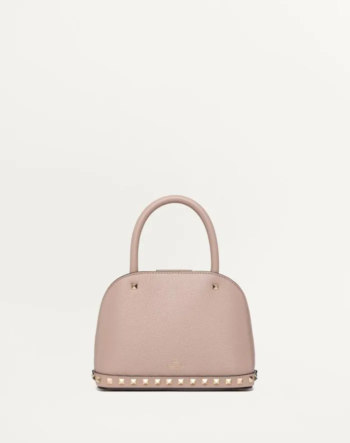 Valentino Top Handle Bags Woman Valentino Garavani Rockstud Small Handbag In Grainy Calfskin For Woman In Poudre Poudre Valentino Top Handle Bags Woman Valentino Garavani Rockstud Small Handbag In Grainy Calfskin For Woman In Poudre Poudre