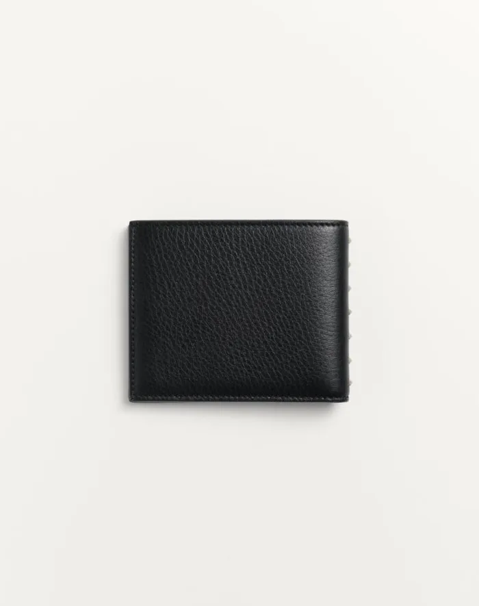 Valentino Wallets And Small Leather Goods Man Rockstud Wallet In Grainy Calfskin For Man In Black Black Valentino Wallets And Small Leather Goods Man Rockstud Wallet In Grainy Calfskin For Man In Black Black