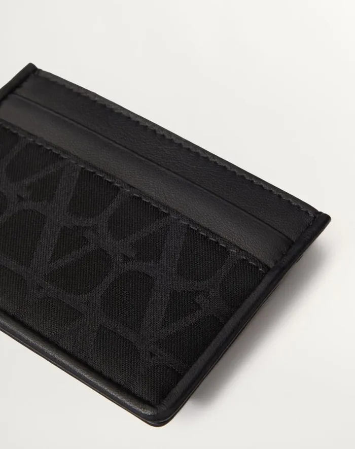 Valentino Wallets And Small Leather Goods Man Toile Iconographe Card Holder In Technical Fabric With Leather Details For Man In Black Black Valentino Wallets And Small Leather Goods Man Toile Iconographe Card Holder In Technical Fabric With Leather Details For Man In Black Black