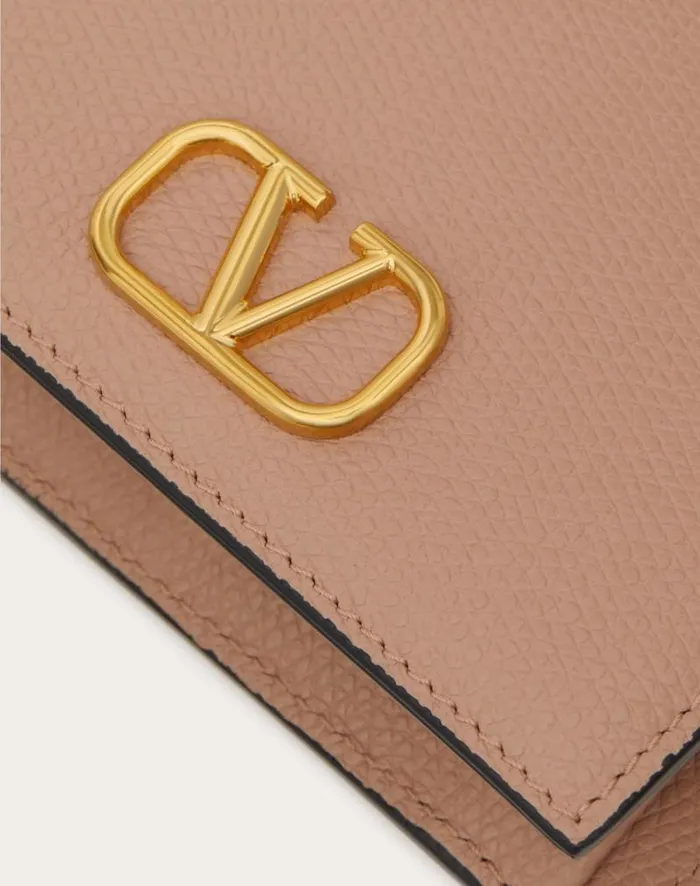 Valentino Wallets And Small Leather Goods Woman Compact Vlogo Signature Grainy Calfskin Wallet For Woman In Rose Cannelle Rose Cannelle Valentino Wallets And Small Leather Goods Woman Compact Vlogo Signature Grainy Calfskin Wallet For Woman In Rose Cannelle Rose Cannelle