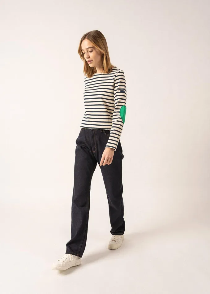 Vaujany Striped Shirt With Heart Elbow Patches Ecrunavykellygreen Women Saint James Aw24