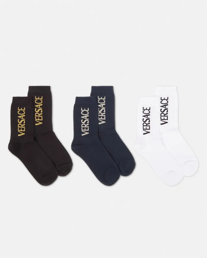 Versace Logo Kids Socks 3Pack Multicolor Children Versace Accessories