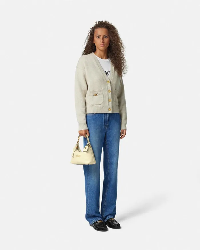 Versace Tag Hobo Handbag Yellow Women Versace Top Handle