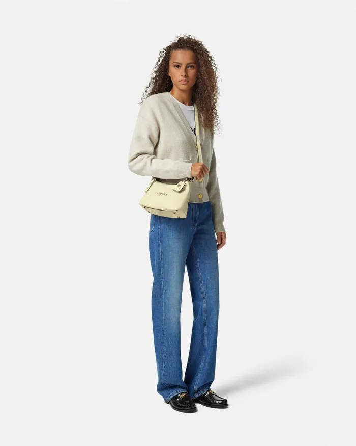 Versace Tag Hobo Handbag Yellow Women Versace Top Handle