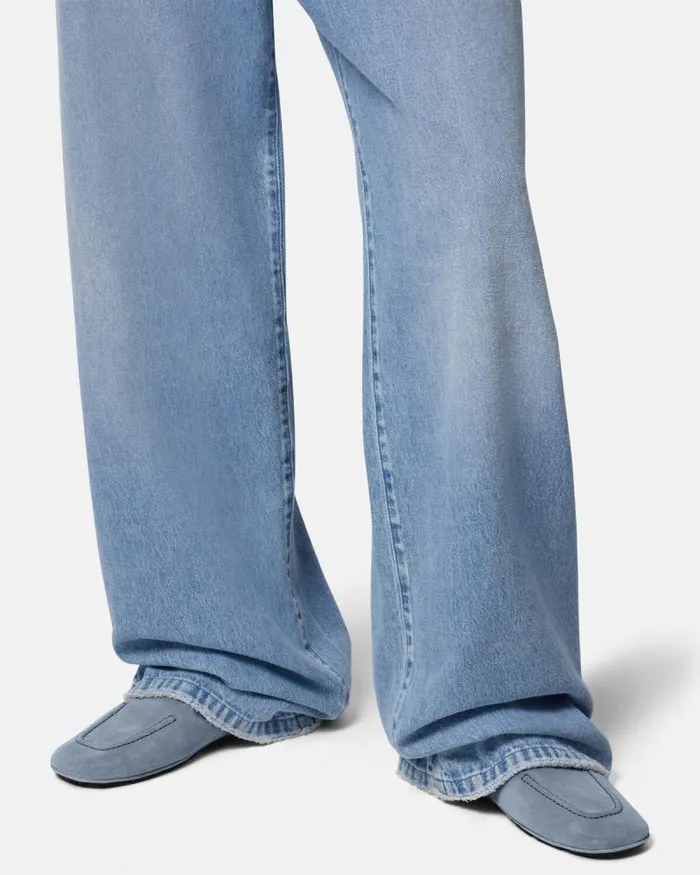 Villa Suede Driver Shoes Light Blue Men Versace Loafers and Slippers