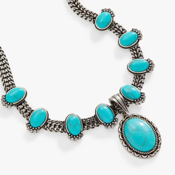 Vintage Turquoise Statement Necklace Silver Women Alex And Ani Necklaces
