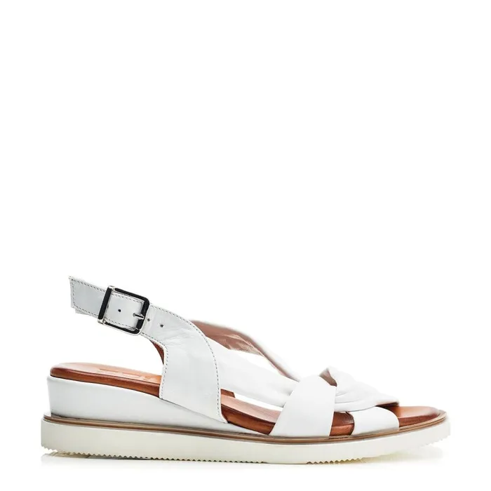 Wedge Sandals Women Moda In Pelle Fradel White Leather
