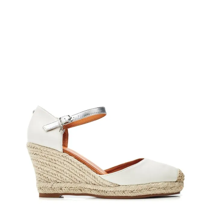 Wedge Sandals Women Moda In Pelle Gael White Synthetic