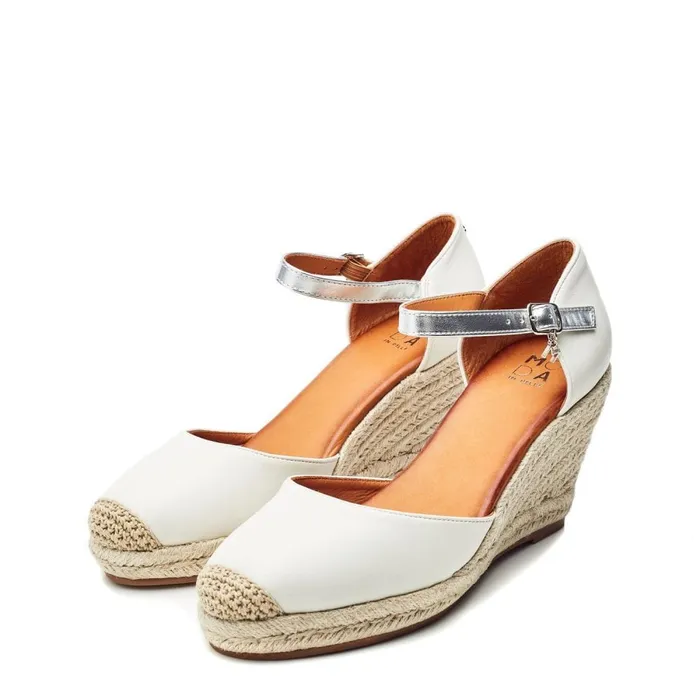 Wedge Sandals Women Moda In Pelle Gael White Synthetic