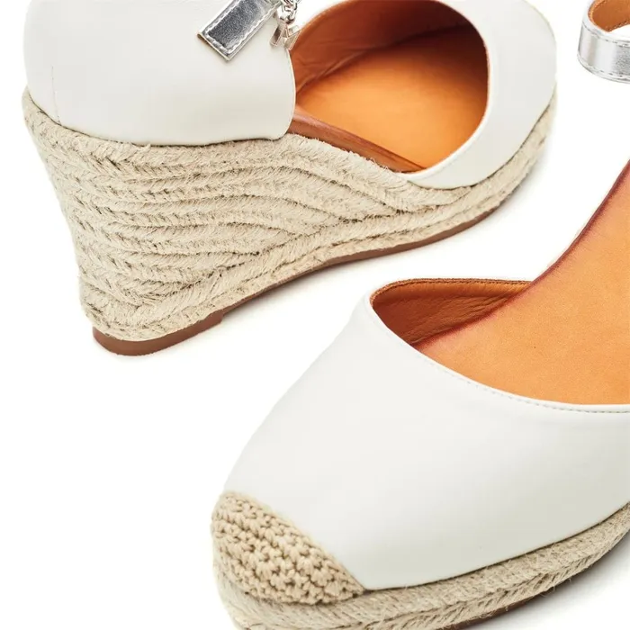 Wedge Sandals Women Moda In Pelle Gael White Synthetic