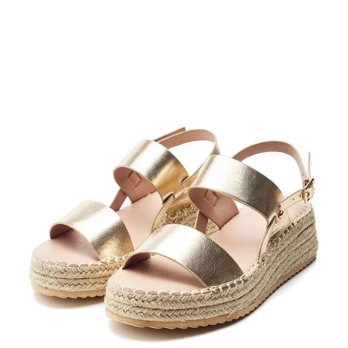 Wedge Sandals Women Moda In Pelle Nashay Gold Porvair