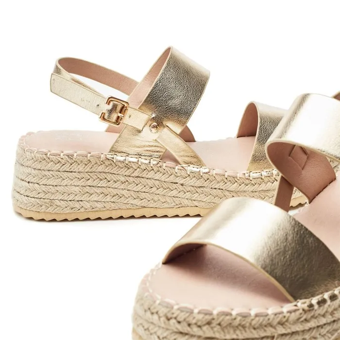 Wedge Sandals Women Moda In Pelle Nashay Gold Porvair