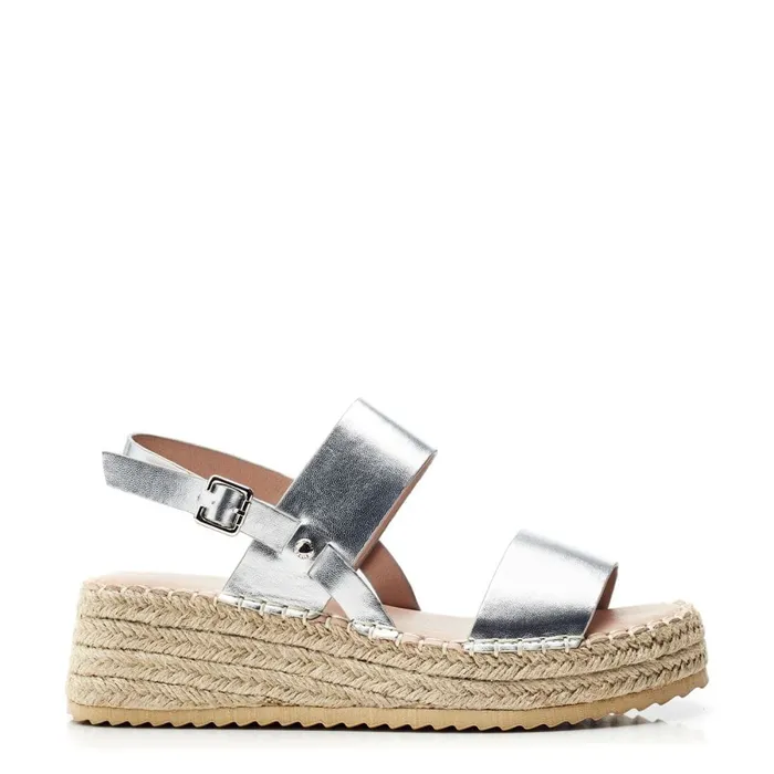 Wedge Sandals Women Moda In Pelle Nashay Silver Porvair