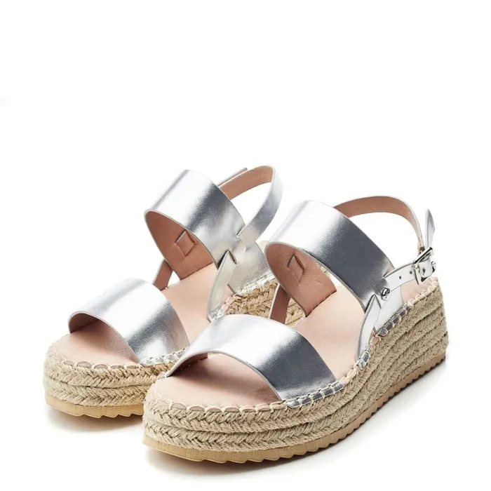 Wedge Sandals Women Moda In Pelle Nashay Silver Porvair