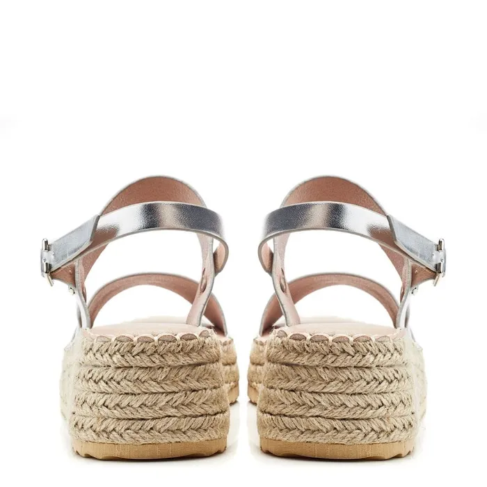 Wedge Sandals Women Moda In Pelle Nashay Silver Porvair