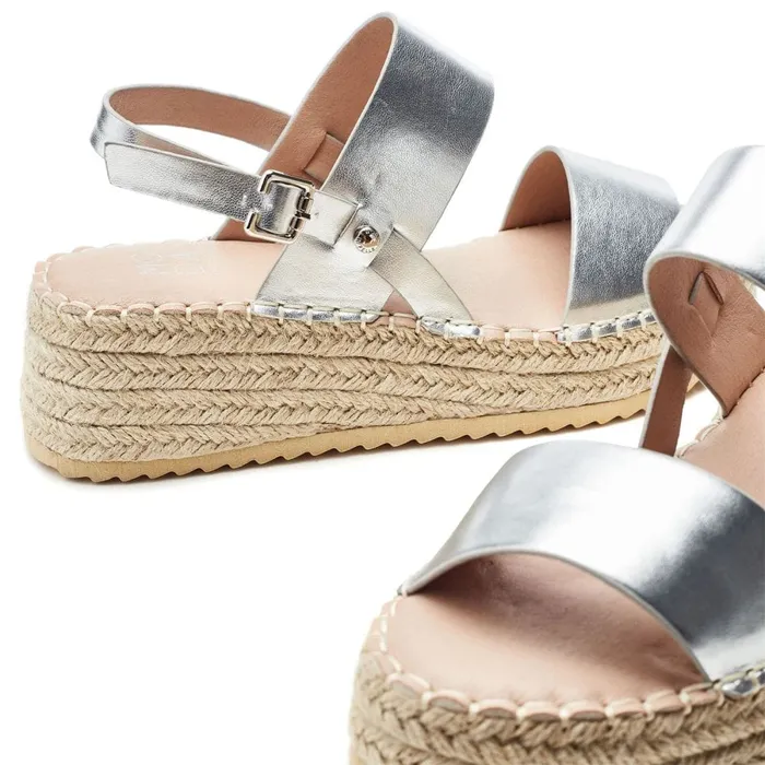 Wedge Sandals Women Moda In Pelle Nashay Silver Porvair