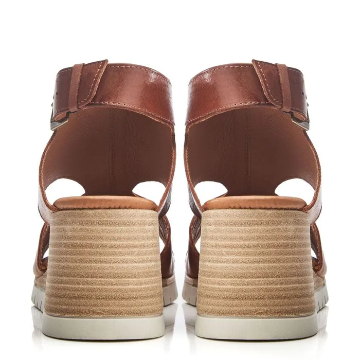 Wedge Sandals Women Moda In Pelle Peyten Tan Leather