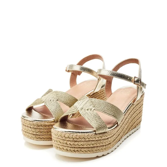 Wedge Sandals Women Moda In Pelle Piala Natural Textile