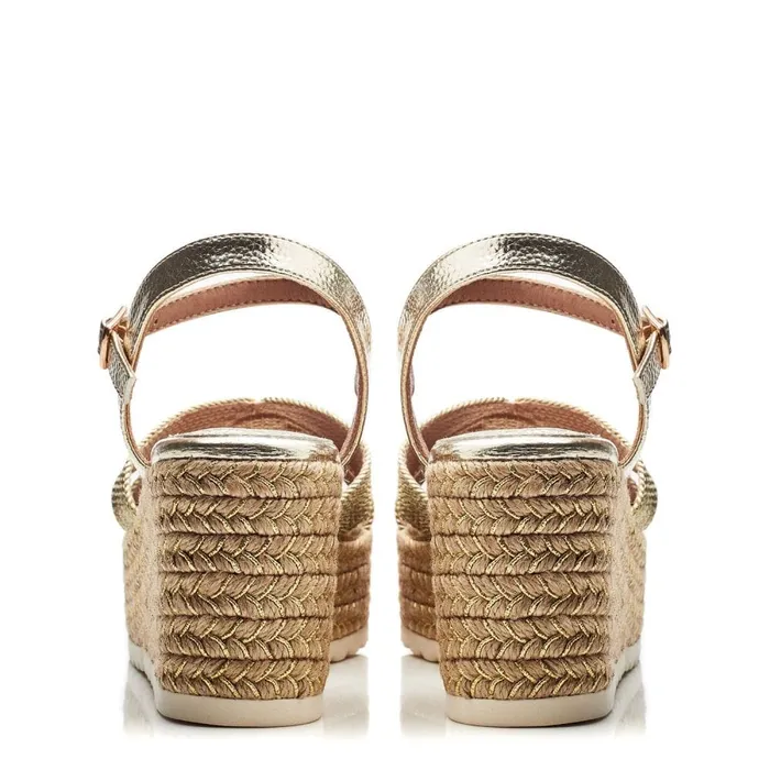 Wedge Sandals Women Moda In Pelle Piala Natural Textile