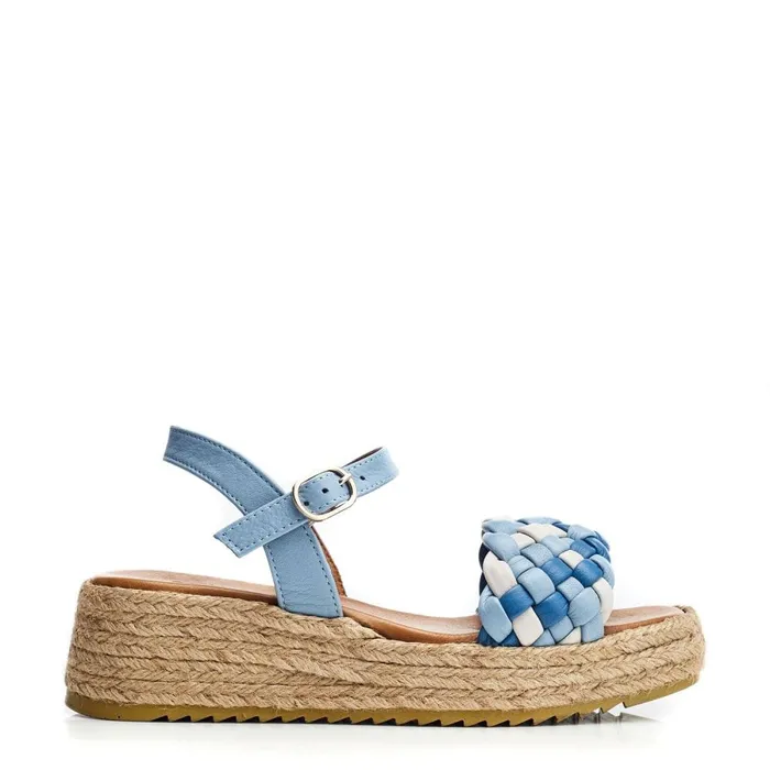 Wedge Sandals Women Moda In Pelle Shoon Sh Adrienne Blue Leather