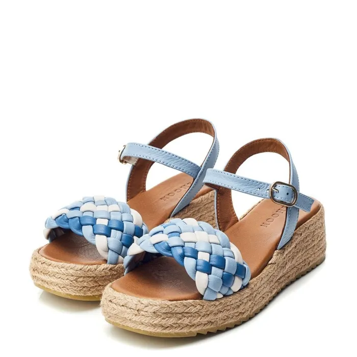 Wedge Sandals Women Moda In Pelle Shoon Sh Adrienne Blue Leather