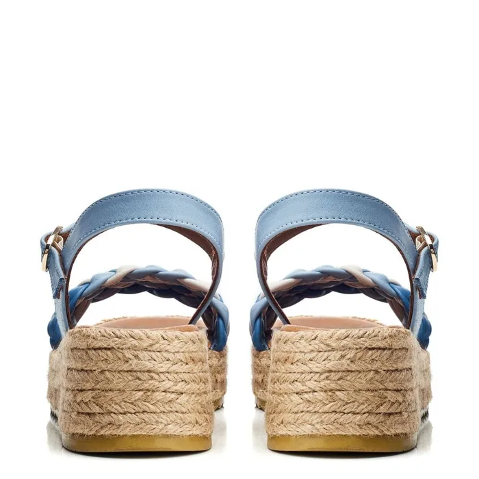 Wedge Sandals Women Moda In Pelle Shoon Sh Adrienne Blue Leather