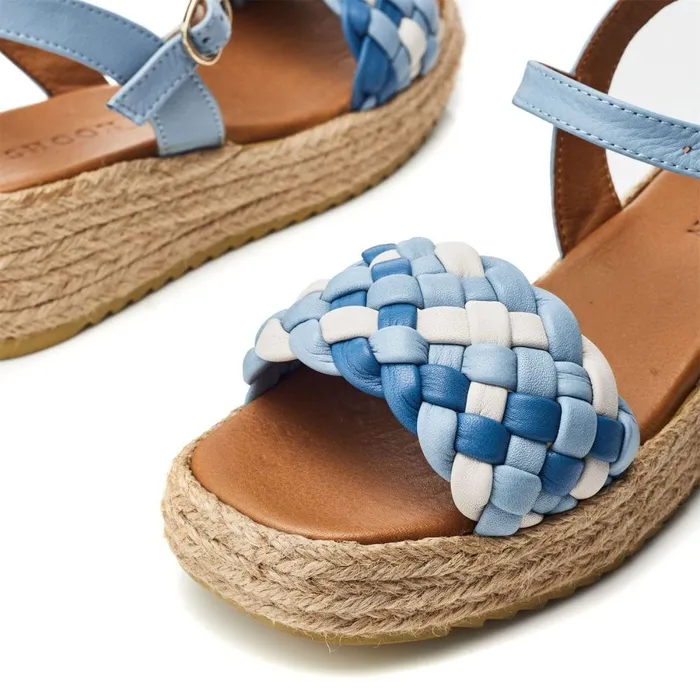 Wedge Sandals Women Moda In Pelle Shoon Sh Adrienne Blue Leather