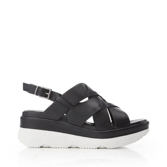 Wedge Sandals Women Moda In Pelle Shoon Sh Ilko Black Leather